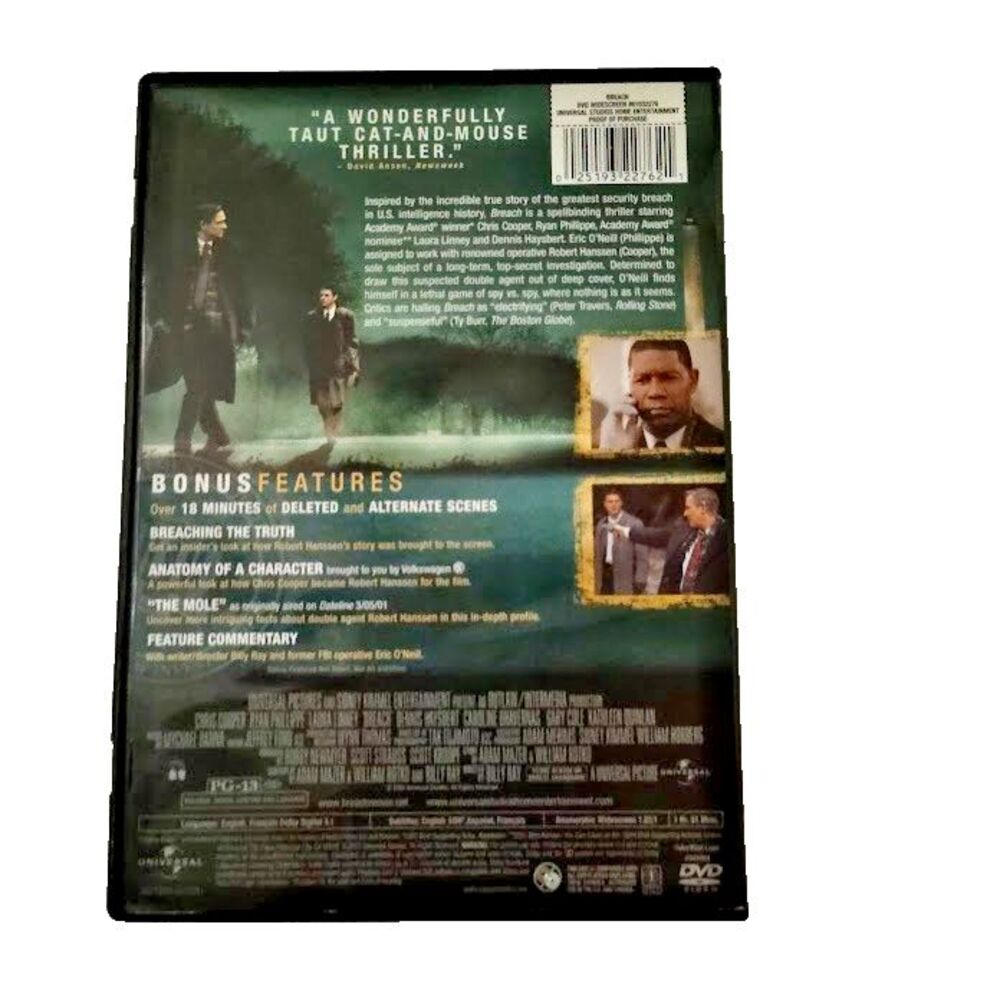 Breach Spy Thriller DVD Movie 2007 PG 13 Chris Cooper Laura Linney - Picture 2 of 3